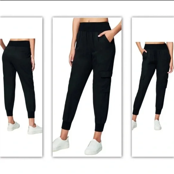 BLANK NYC Cargo Joggers Women’s Pants Black Elastic Band - Size Medium - Picture 2 of 14